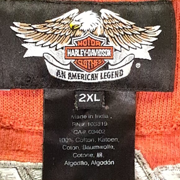 Harley Davidson Sweater Men 2XL XXL 1/4 Button Black Orange Colorblock Embroider - Picture 11 of 13